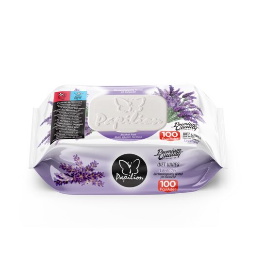 Servetele Umede Papilion Lavender Cu Capac, 100Buc