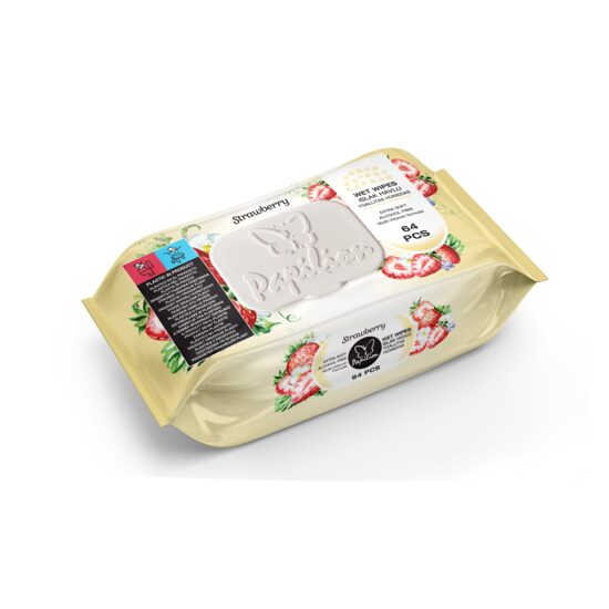 Servetele Umede Papilion Strawberry Cu Capac, 64Buc