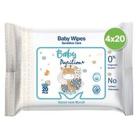 Pachet 4 x Servetele Umede Papilion Baby Travel 0% Alcool, 20 Buc